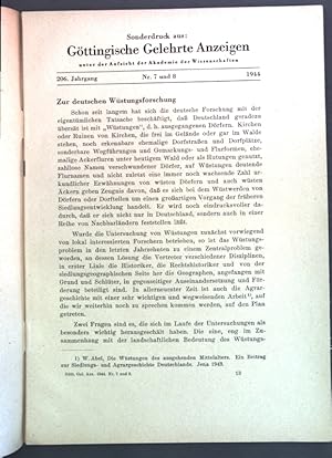 Bild des Verkufers fr Zur deutschen Wstungsforschung; Sonderdruck aus: Gttingische Gelehrte Anzeigen; zum Verkauf von books4less (Versandantiquariat Petra Gros GmbH & Co. KG)