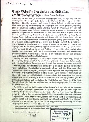 Imagen del vendedor de Einige Gedanken ber Aufbau und Zielsetzung der Anthropogeographie; a la venta por books4less (Versandantiquariat Petra Gros GmbH & Co. KG)