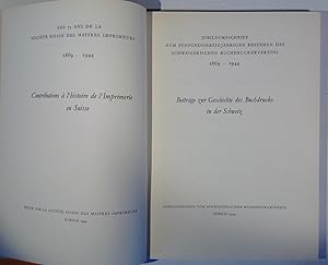 Seller image for Beitrge zur Geschichte des Buchdrucks in der Schweiz. Jubilumsschrift zum fnfundsiebzigjhrigen Bestehen des Schweizerischen Buchdruckervereins 1869-1944. for sale by Antiquariat Trger