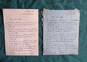 Lettres Autographes Signées de Fernand Vanderem à André Lebey. 4 LAS