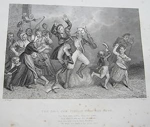 Bild des Verkufers fr Robert Burns - Illustrations of His Poems - ' the Devil Cam' fiddlin' Thro' the Town ' - Rousing Scene with Devil Carrying Off the Excise Man - an Original Engraving zum Verkauf von K Books Ltd ABA ILAB