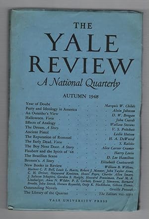 Seller image for The Yale Review: A National Quarterly. Autumn 1948 Volume XXXVIII (38) Number 1. for sale by Recycled Books & Music