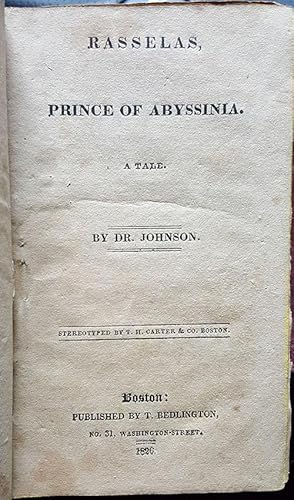 Bild des Verkufers fr Rasselas, Prince of Abyssinia. A Tale zum Verkauf von Parigi Books, Vintage and Rare