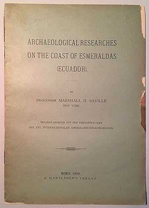 Imagen del vendedor de ARCHAEOLOGICAL RESEARCHES ON THE COAST OF ESMERALDAS (ECUADOR) a la venta por Bartleby's Books, ABAA