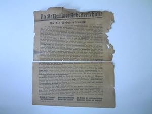 An die Berliner Arbeiterschaft!, Original-Flugblatt,