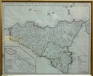 Carte de l'Isle et Royaume de Sicile. Par Guillaume del' Isle de l'Academie Rle. de Sciences.