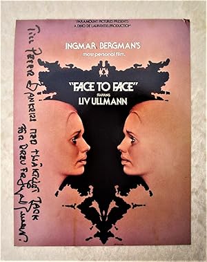 INGMAR BERGMAN **HAND SIGNED & INSCRIBED IN SWEDISH** on a FILM PROMO PHOTO of His Film FACE TO FACE