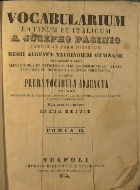 Bild des Verkufers fr Vocabolario italiano - latino e latino - italiano zum Verkauf von Antica Libreria di Bugliarello Bruno S.A.S.