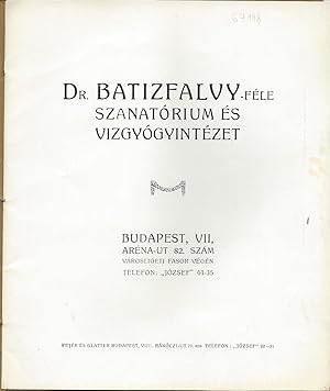 Dr. Batizfalvy-féle Szanatórium és Vízgyógyintézet. [Batizfalvy's Sanatorium and Healing Bath.]