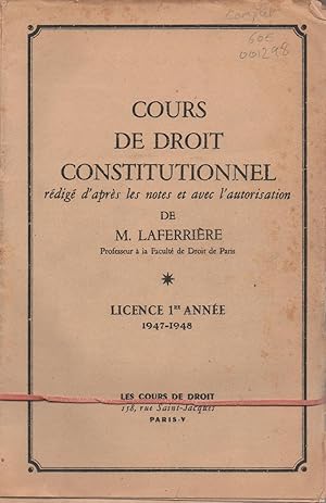 Bild des Verkufers fr cours de droit constitutionnel zum Verkauf von JP Livres