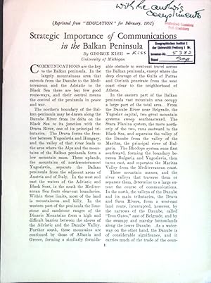 Bild des Verkufers fr Strategic Importance of Communications in the Balkan Peninsula; zum Verkauf von books4less (Versandantiquariat Petra Gros GmbH & Co. KG)