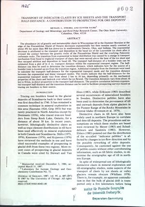 Bild des Verkufers fr Transport of indicator clasts by ice sheets and the traonsport half-distance: a contribution to prospecting for ore deposits; zum Verkauf von books4less (Versandantiquariat Petra Gros GmbH & Co. KG)