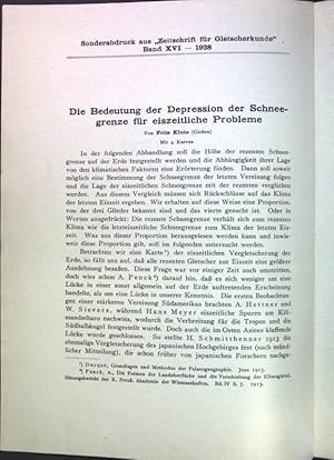 Seller image for Die Bedeutung der Depression der Schneegrenze fr eiszeitliche Probleme; for sale by books4less (Versandantiquariat Petra Gros GmbH & Co. KG)