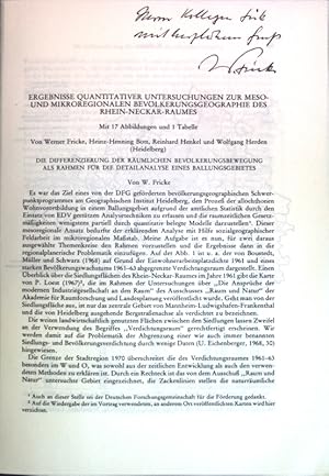 Bild des Verkufers fr Ergebnisse quantitativer Untersuchungen zur meso- und mikroregionalen Bevlkerungsgeographie des Rhein-Neckar-Raumes; zum Verkauf von books4less (Versandantiquariat Petra Gros GmbH & Co. KG)