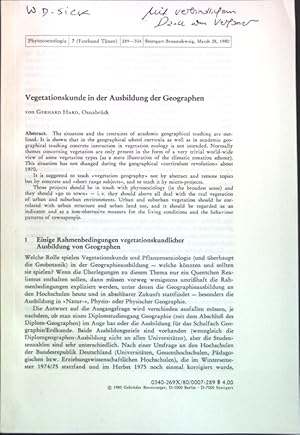 Bild des Verkufers fr Vegetationskunde in der Ausbildung der Geographen; zum Verkauf von books4less (Versandantiquariat Petra Gros GmbH & Co. KG)