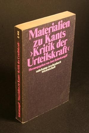 Bild des Verkufers fr Materialien zu Kants Kritik der Urteilskraft. zum Verkauf von Steven Wolfe Books