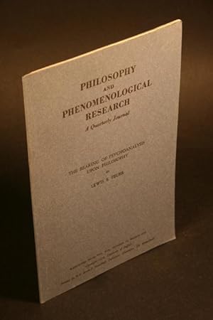 Image du vendeur pour Reprint: "The Bearing of Psychoanalysis upon Philosophy". Reprinted from: Philosophy and Phenomenological Research, 19, 3, March 1959 mis en vente par Steven Wolfe Books