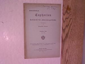 Bild des Verkufers fr Separat-Abdruck aus EUPHORION, Zeitschrift fr Literaturgeschichte. 17. Band, 2. Heft. zum Verkauf von Antiquariat Bookfarm