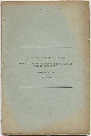 Bild des Verkufers fr Observations on the Habits of Birds at Lake Burford, New Mexico zum Verkauf von Between the Covers-Rare Books, Inc. ABAA