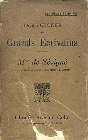 Bild des Verkufers fr PAGES CHOISIES DES GRANDS ECRIVAINS, Mme DE SEVIGNE zum Verkauf von Le-Livre