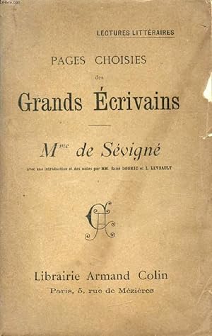 Bild des Verkufers fr PAGES CHOISIES DES GRANDS ECRIVAINS, Mme DE SEVIGNE zum Verkauf von Le-Livre