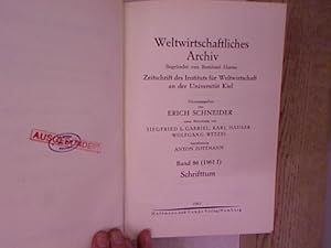 Seller image for Weltwirtschaftliches Archiv. Zeitschrift des Instituts fr Weltwirtschaft an der Universitt Kiel. 86. Band (1961 I) (komplett!) for sale by Antiquariat Bookfarm