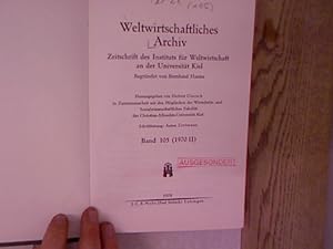 Bild des Verkufers fr Weltwirtschaftliches Archiv. Zeitschrift des Instituts fr Weltwirtschaft an der Universitt Kiel. 105. Band (1970 II) (komplett!) zum Verkauf von Antiquariat Bookfarm