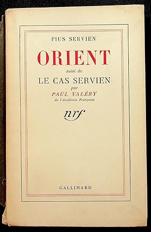 Image du vendeur pour Orient suivi de Le cas Servien par Paul Valry mis en vente par LibrairieLaLettre2
