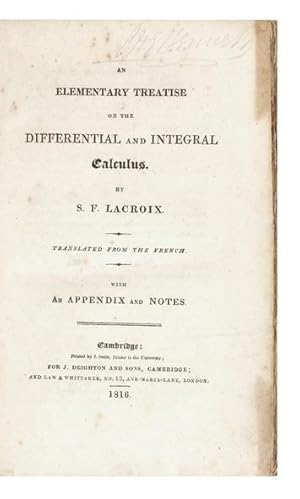 An Elementary Treatise on the Differential and Integral Calculus