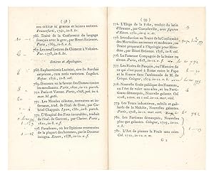Catalogue de Livres précieux, provenant du Cabinet du Cen M***, dont la Vente se fera?le 15 Ventô...