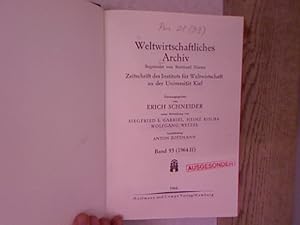 Seller image for Weltwirtschaftliches Archiv. Zeitschrift des Instituts fr Weltwirtschaft an der Universitt Kiel. 93. Band (1964 II) (komplett!) for sale by Antiquariat Bookfarm