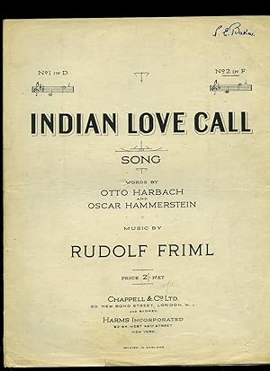 Imagen del vendedor de Indian Love Call [Vintage Piano Sheet Music] a la venta por Little Stour Books PBFA Member