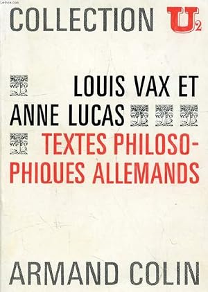 Bild des Verkufers fr TEXTES PHILOSOPHIQUES ALLEMANDS zum Verkauf von Le-Livre