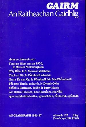 Imagen del vendedor de Gairm : An Raitheachan Gaidhlig : Winter 1986 -87 - No 137 a la venta por Godley Books