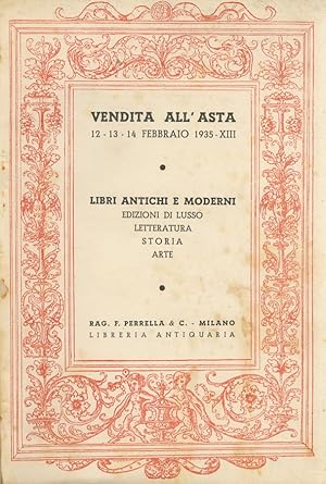 LIBRERIA ANTIQUARIA RAG. F. PERRELLA & C., MILANO. Lotto di 40 cataloghi di vendita di libri anti...