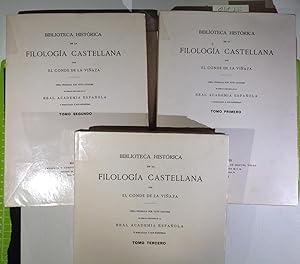 Biblioteca historica de la filologia castellana por el conde de la vinaza - 3 tomos - Obra completa