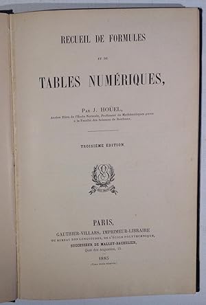 Bild des Verkufers fr Recueil de Formules et de Tables Numeriques zum Verkauf von Antiquariat Trger