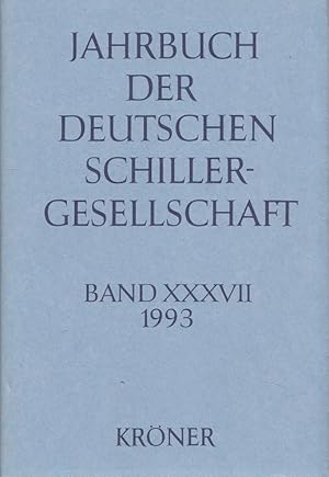 Imagen del vendedor de Jahrbuch der Deutschen Schillergesellschaft Band XXXVII (37. Jahrgang) 1993 - Internationales Organ fr Neuere Deutsche Literatur a la venta por Versandantiquariat Nussbaum