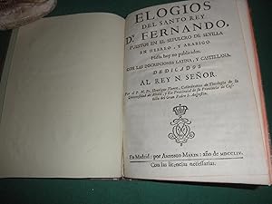 Immagine del venditore per Elogios del Santo Rey Dn. Fernando,puestos en el sepulcro de Sevilla en hebreo y arabigo.Hasta hoy no publicados.Con las inscripciones latina y castellana.Dedicados al Rey N. Seor por el P.M.Fr.Henrique Florez,Cathedratico de Theologia de la . venduto da LIBRERIA ANTICUARIA EPOPEYA