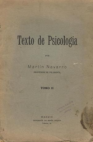 Imagen del vendedor de TEXTO DE PSICOLOGA. Tomo II a la venta por Librera Torren de Rueda