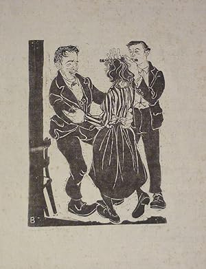 Bild des Verkufers fr Tanzpaar mit Querflttenspieler. Original Holzschnitt. zum Verkauf von Biblion Antiquariat