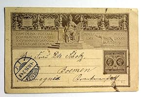 Commemorativa del XXV Anniversario della Liberazione di Roma. 1895 Rom. Briefmarke mit König Umbe...