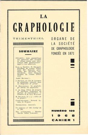 Image du vendeur pour La graphologie (Cahier 1 numro 109 de Janvier 1968) mis en vente par LES TEMPS MODERNES