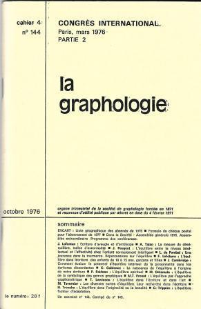 Bild des Verkufers fr La graphologie (Cahier 4 de octobre 1976 numro 144) zum Verkauf von LES TEMPS MODERNES