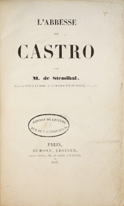 Image du vendeur pour L'Abbesse de Castro par M. de Stendhal, Auteur de Rouge et Noir, de la Chartreuse de Parme, etc. mis en vente par Librairie Camille Sourget