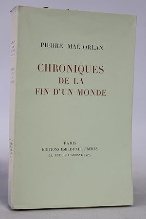 Bild des Verkufers fr Chroniques de la fin d'un monde zum Verkauf von Librairie Le Feu Follet