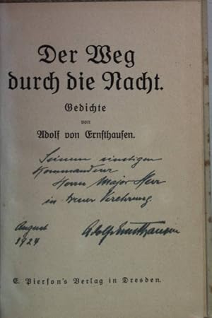 Image du vendeur pour Der Weg durch die Nacht: Gedichte (SIGNIERTES EXEMPLAR) mis en vente par books4less (Versandantiquariat Petra Gros GmbH & Co. KG)