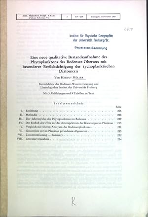 Seller image for Eine neue qualitative Bestandsaufnahme des Phytoplanktons des Bodensee-Obersees mit besonderer Bercksichtigung der tychoplanktischen Diatomeen; for sale by books4less (Versandantiquariat Petra Gros GmbH & Co. KG)