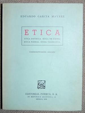 Seller image for ETICA. Etica Emprica. Etica de Bienes. Etica Formal. Etica Valorativa for sale by Fbula Libros (Librera Jimnez-Bravo)