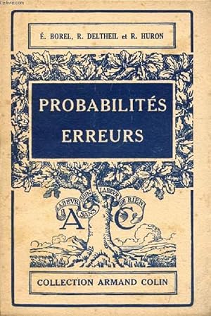 Bild des Verkufers fr PROBABILITES, ERREURS zum Verkauf von Le-Livre